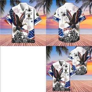 Us Army Military American Eagle Fireworks Patriotic Shirt