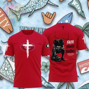 Georgia Bulldogs Kneeling Player Faith Family Football Red Shirt.jfif