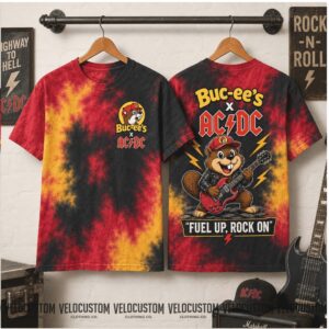 AC DC Rock Band Buc Ees Guitarist Tie Dye Shirt