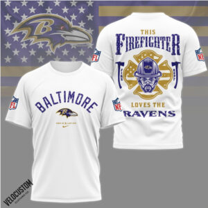 Baltimore Ravens Firefighter American Flag Fire Department Shirt