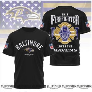 Baltimore Ravens Firefighter American Flag Fire Department Shirt