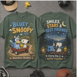 Bluey And Snoopy Adventure Buddies Camping Shirt
