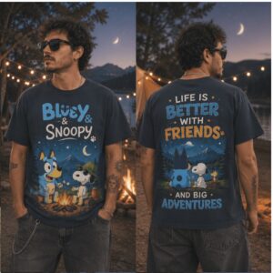 Bluey And Snoopy Camping Friends Nature Shirt