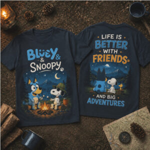 Bluey And Snoopy Camping Friends Nature Shirt