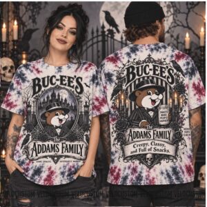 Buc Ee's Addams Family Creepy Classy Spooky Tie Dye Shirt
