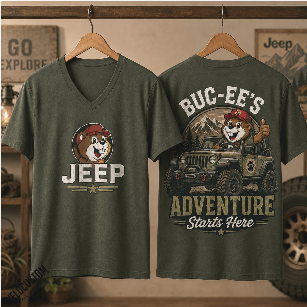 Buc Ee’s Adventure Starts Here Jeep Off Road V Neck Shirt Buc Ee’s Adventure Starts Here Jeep Off Road V Neck Shirt
