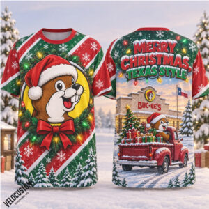 Buc Ees Christmas Texas Style Red Truck Winter Holiday Shirt