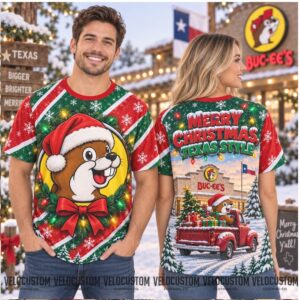 Buc Ees Christmas Texas Style Red Truck Winter Holiday Shirt