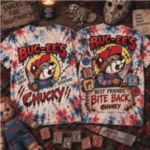 Buc Ee's Chucky Best Friends Bite Back Horror Tie Dye Shirt