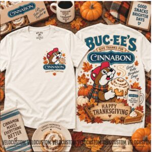 Buc Ees Cinnabon Cinnamon Roll Happy Thanksgiving Fall Shirt