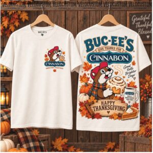 Buc Ee's Cinnabon Thanksgiving Cinnamon Roll Beaver Shirt