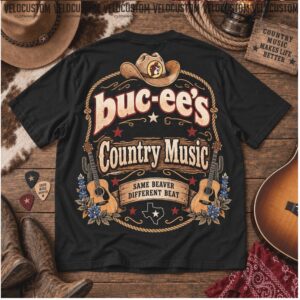 Buc Ee's Country Music Beaver Guitar Vintage Style Shirt