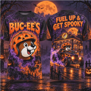 Buc Ees Halloween Pumpkin Hot Rod Fuel Up And Get Spooky Shirt