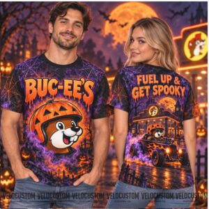 Buc Ees Halloween Pumpkin Hot Rod Fuel Up And Get Spooky Shirt