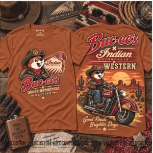 Buc Ee's Indian Motorcycle Western Desert Adventure Shirt