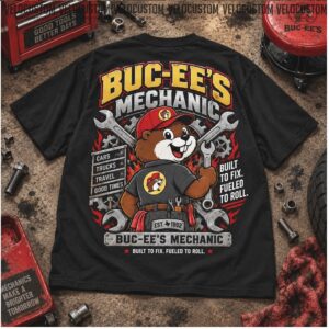 Buc Ee's Mechanic Beaver Car Repair Tools Graphic Shirt