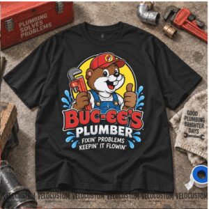 Buc Ee's Plumber Beaver Pipe Repair Tools Graphic Shirt