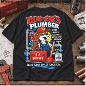 Buc Ee's Plumber Beaver Pipe Repair Tools Graphic Shirt