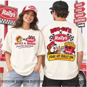 Buc Ee's Rally's Fuel Up Fast Food Racing Beaver Shirt