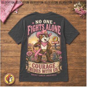 Buc ee Breast Cancer Awareness Cowboy Beaver No One Fights Alone Shirt