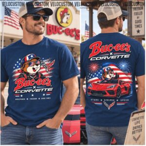 Buc ee Chevrolet Corvette American Flag Sports Car Shirt