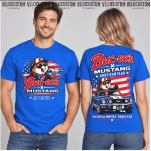 Buc ee Ford Mustang American Flag Classic Muscle Car Shirt