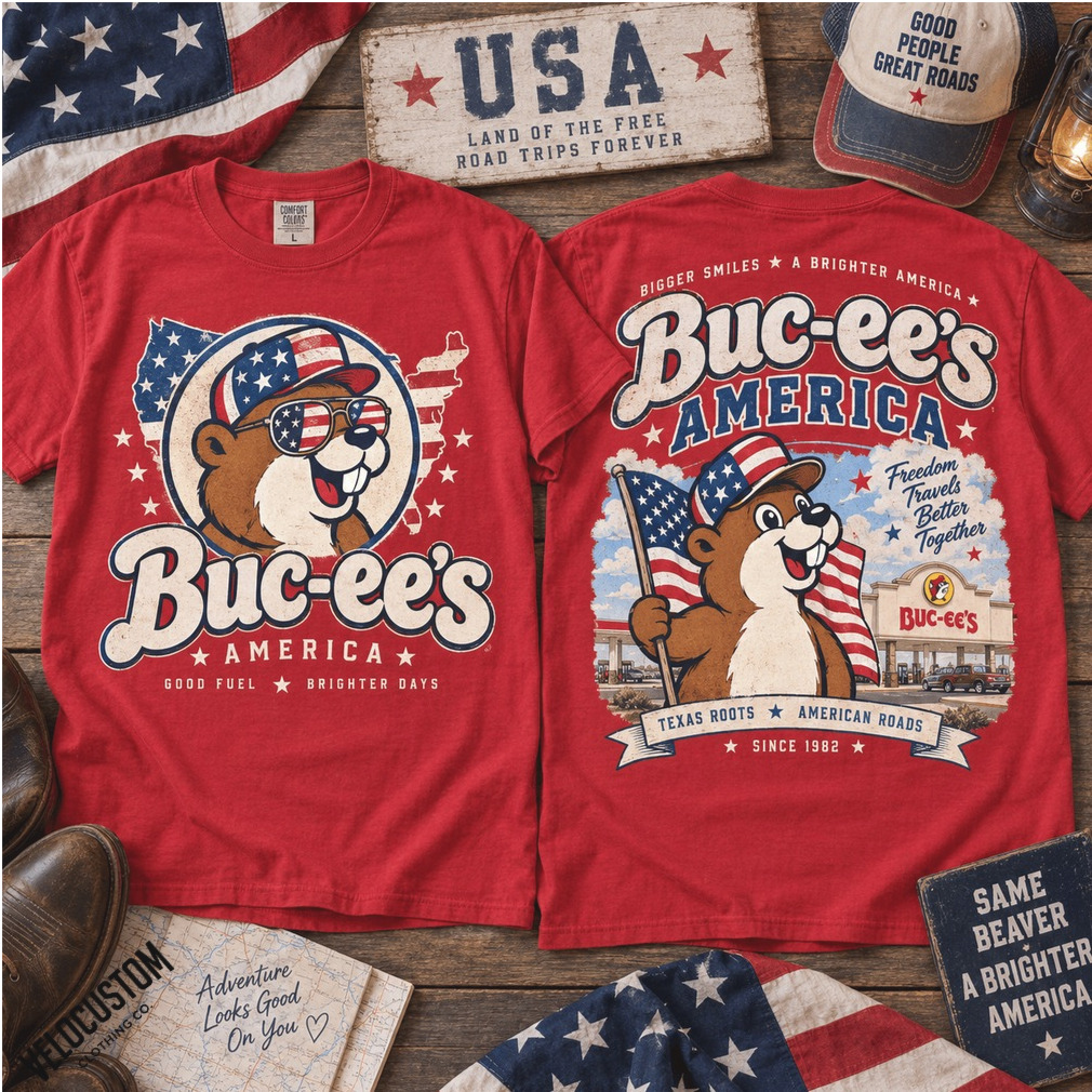 Buc ee’s America Flag Beaver Graphic Red Shirt Buc ee’s America Flag Beaver Graphic Red Shirt
