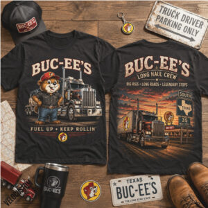 Buc ees Beaver Long Haul Crew Semi Truck Big Rig Driver Shirt