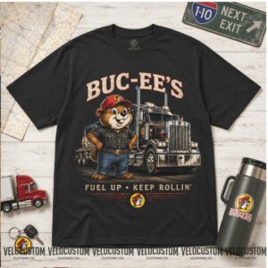 Buc ees Beaver Long Haul Crew Semi Truck Big Rig Driver Shirt