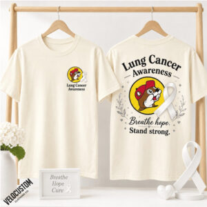 Buc ees Beaver Lung Cancer Awareness White Ribbon Hope Shirt