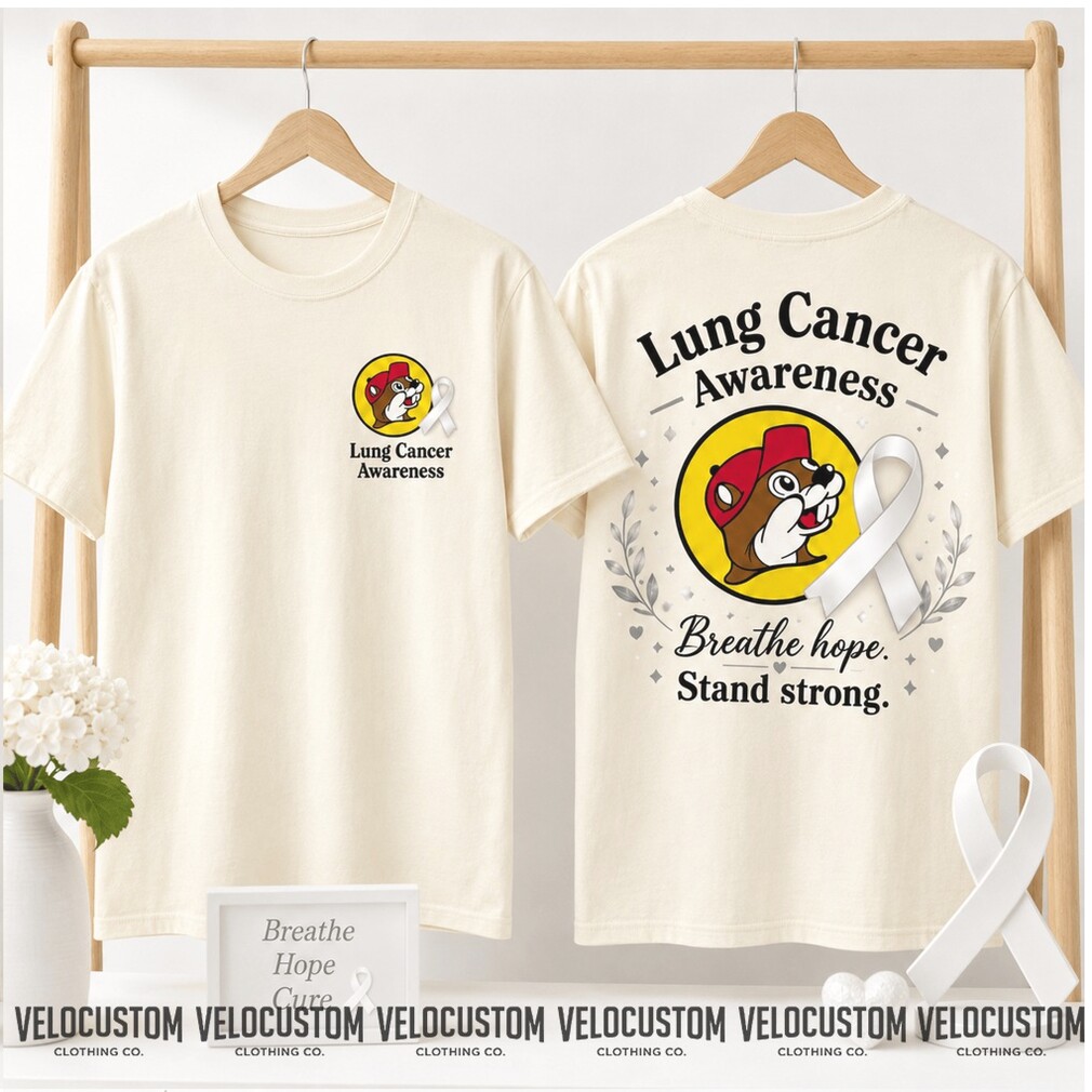 Buc ees Beaver Lung Cancer Awareness White Ribbon Hope Shirt Buc ees Beaver Lung Cancer Awareness White Ribbon Hope Shirt