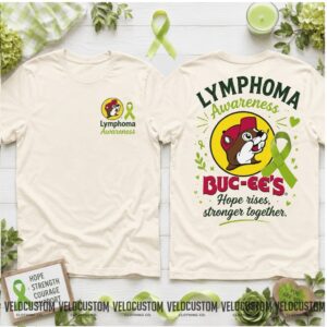 Buc ees Beaver Lymphoma Cancer Awareness Lime Green Ribbon Shirt