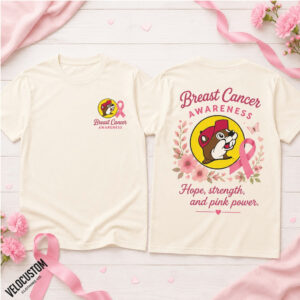 Buc ees Beaver Mascot Breast Cancer Awareness Pink Ribbon Shirt