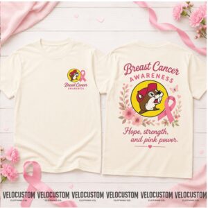 Buc ees Beaver Mascot Breast Cancer Awareness Pink Ribbon Shirt
