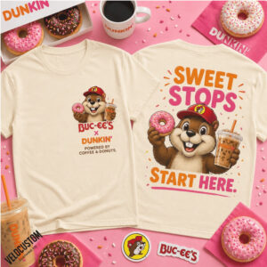 Buc ees Beaver Mascot Dunkin Donuts Sweet Coffee Shirt