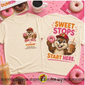 Buc ees Beaver Mascot Dunkin Donuts Sweet Coffee Shirt
