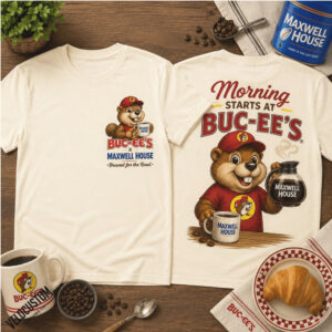 Buc ees Beaver Mascot Maxwell House Coffee Morning Graphic Shirt