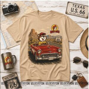 Buc ees Beaver Mascot Route 66 Road Trip Adventure Vintage Car Shirt