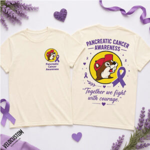 Buc ees Beaver Pancreatic Cancer Awareness Purple Ribbon Shirt