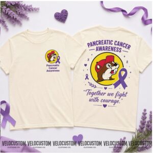 Buc ees Beaver Pancreatic Cancer Awareness Purple Ribbon Shirt