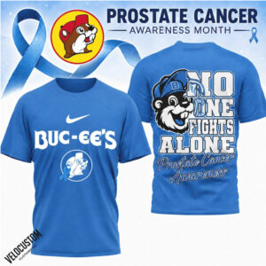 Buc ees Beaver Prostate Cancer Awareness Blue Ribbon No One Fights Alone Shirt
