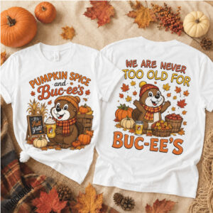 Buc ees Beaver Pumpkin Spice Fall Autumn Leaves Shirt