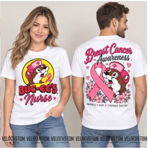 Buc ee's Breast Cancer Awareness Pink Ribbon Nurse Shirt