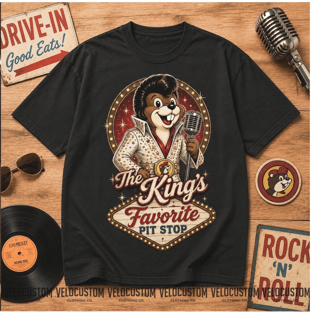 Buc ees Elvis Presley Beaver Mascot Rock N Roll Roadhouse Vegas Black Shirt Buc ees Elvis Presley Beaver Mascot Rock N Roll Roadhouse Vegas Black Shirt