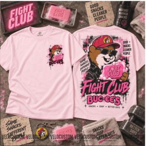Buc ee's Fight Club Movie Parody Snacks Pink Shirt