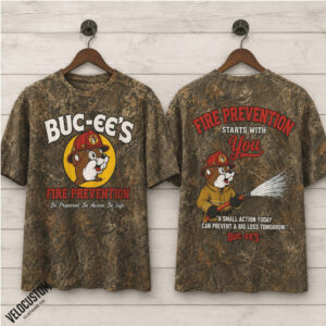 Buc ees Fire Prevention Firefighter Beaver Camo Vintage Shirt