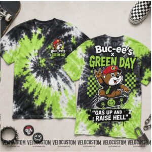 Buc ee's Green Day Punk Rock Skater Mascot Tie Dye Shirt