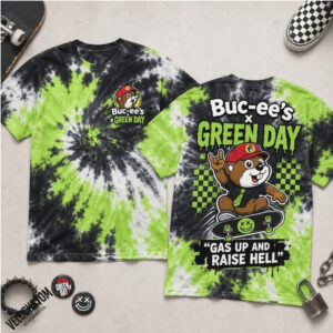 Buc ee's Green Day Punk Rock Skater Mascot Tie Dye Shirt
