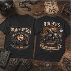 Buc ees Harley Davidson Beaver Ride Loud Ride Free Biker Shirt