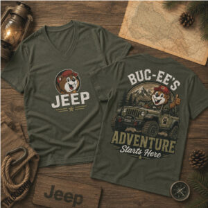 Buc ees Jeep Beaver Mascot Adventure Starts Here 4x4 Shirt